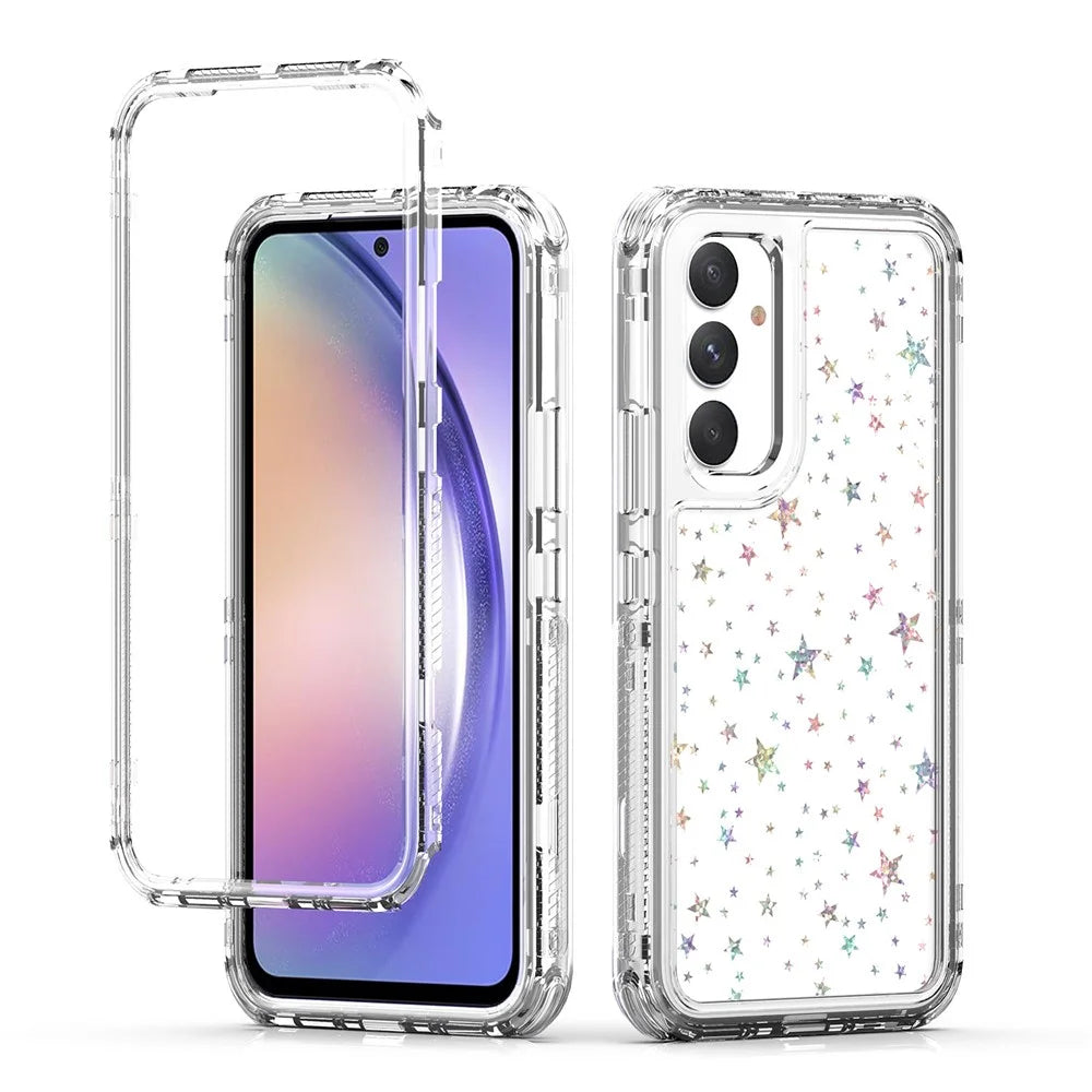 For Samsung Galaxy A54 5G Case Clear Acrylic TPU Hybrid Phone Cover with Laser-printed Film - Stars - 2