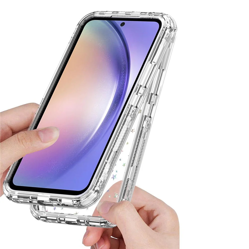 For Samsung Galaxy A54 5G Case Clear Acrylic TPU Hybrid Phone Cover with Laser-printed Film - Stars - 3