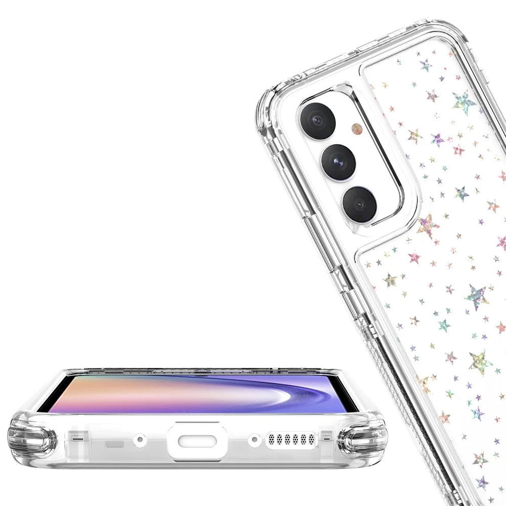 For Samsung Galaxy A54 5G Case Clear Acrylic TPU Hybrid Phone Cover with Laser-printed Film - Stars - 5