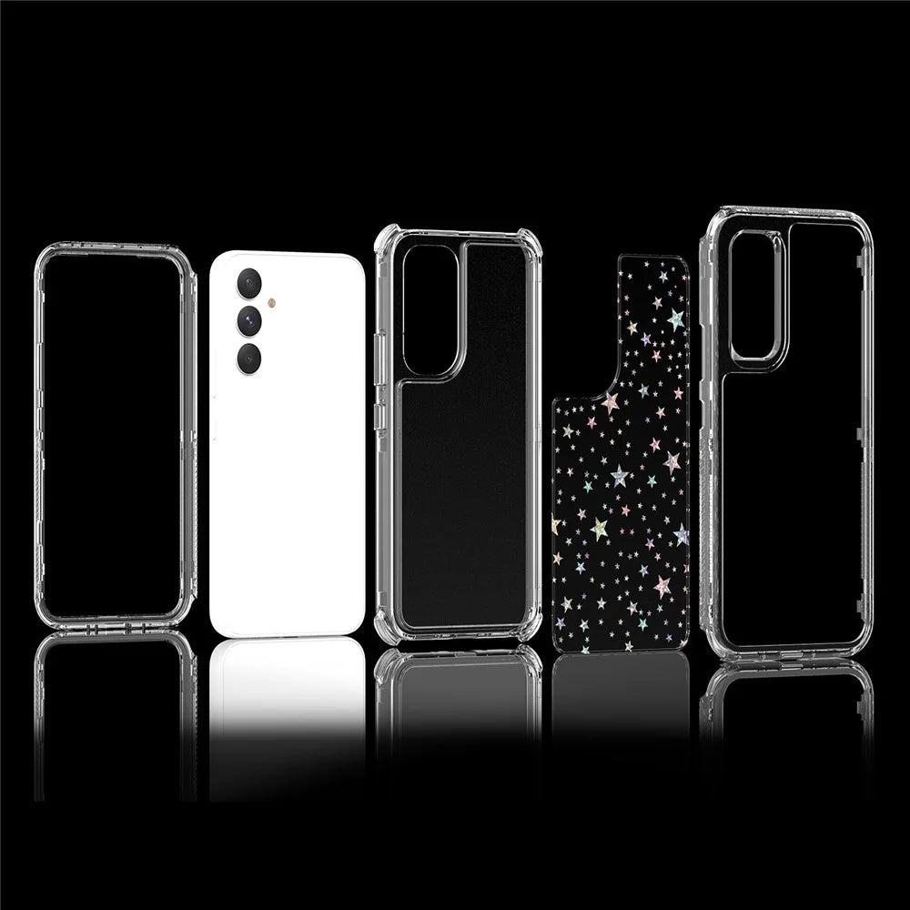 For Samsung Galaxy A54 5G Case Clear Acrylic TPU Hybrid Phone Cover with Laser-printed Film - Stars - 6