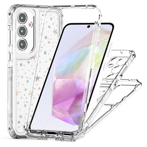 For Samsung Galaxy A35 5G Case Acrylic TPU Clear Phone Cover with Laser-printed Film - Stars - 1