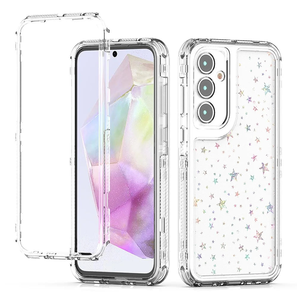 For Samsung Galaxy A35 5G Case Acrylic TPU Clear Phone Cover with Laser-printed Film - Stars - 2