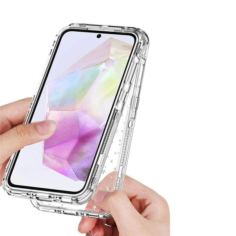For Samsung Galaxy A35 5G Case Acrylic TPU Clear Phone Cover with Laser-printed Film - Stars - 3