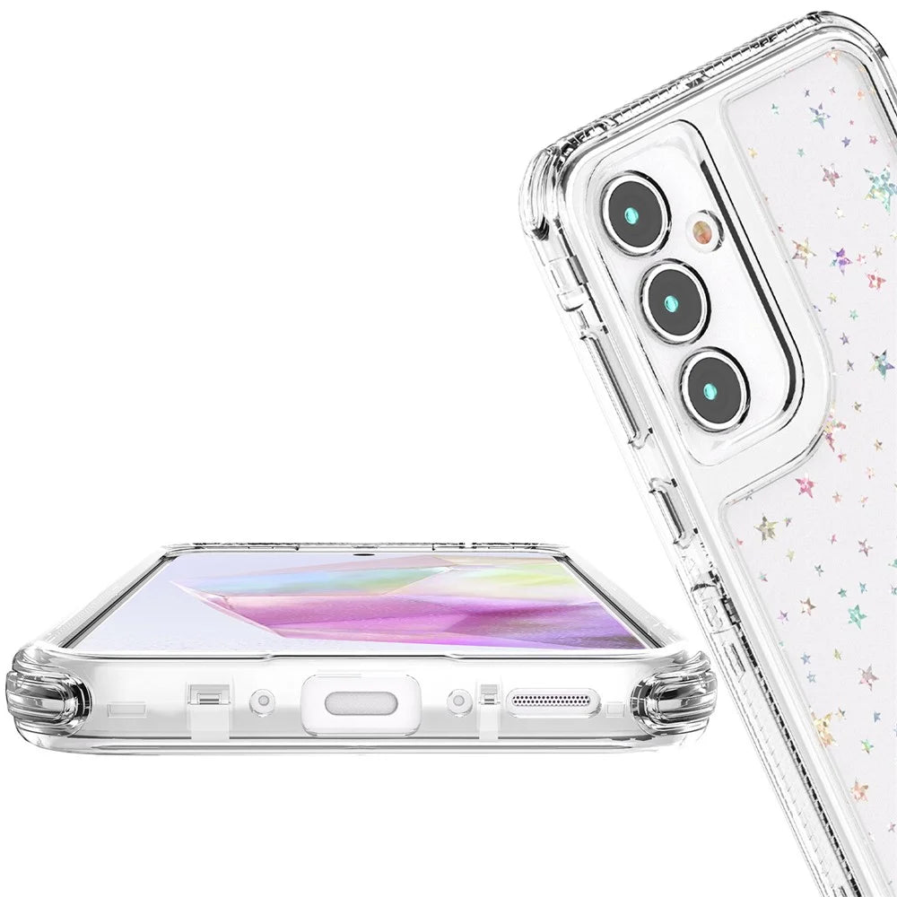 For Samsung Galaxy A35 5G Case Acrylic TPU Clear Phone Cover with Laser-printed Film - Stars - 5