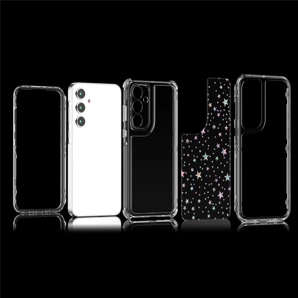 For Samsung Galaxy A35 5G Case Acrylic TPU Clear Phone Cover with Laser-printed Film - Stars - 6