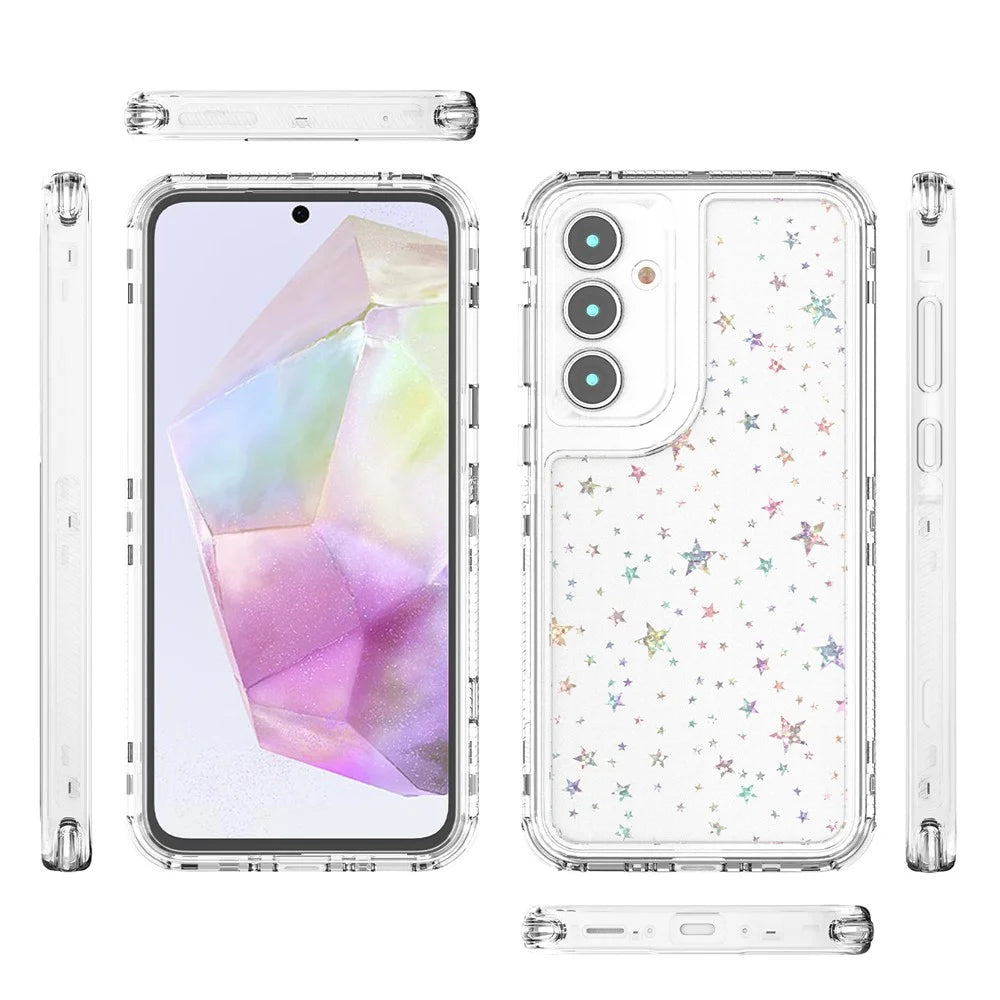 For Samsung Galaxy A35 5G Case Acrylic TPU Clear Phone Cover with Laser-printed Film - Stars - 7