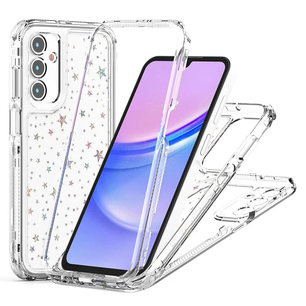 For Samsung Galaxy A25 5G (Global) (161.0mm) Case Acrylic TPU Clear Phone Cover with Laser-printed Film - Stars - 1