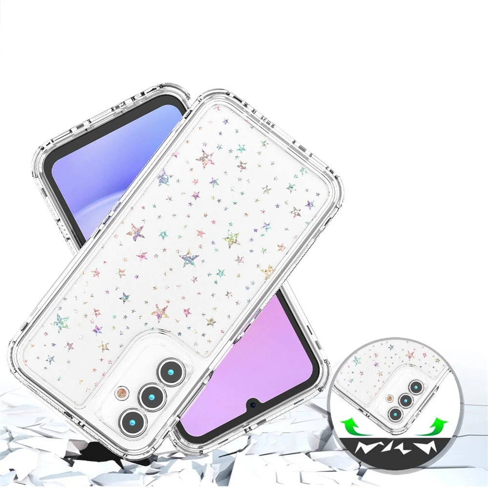 For Samsung Galaxy A25 5G (Global) (161.0mm) Case Acrylic TPU Clear Phone Cover with Laser-printed Film - Stars - 4