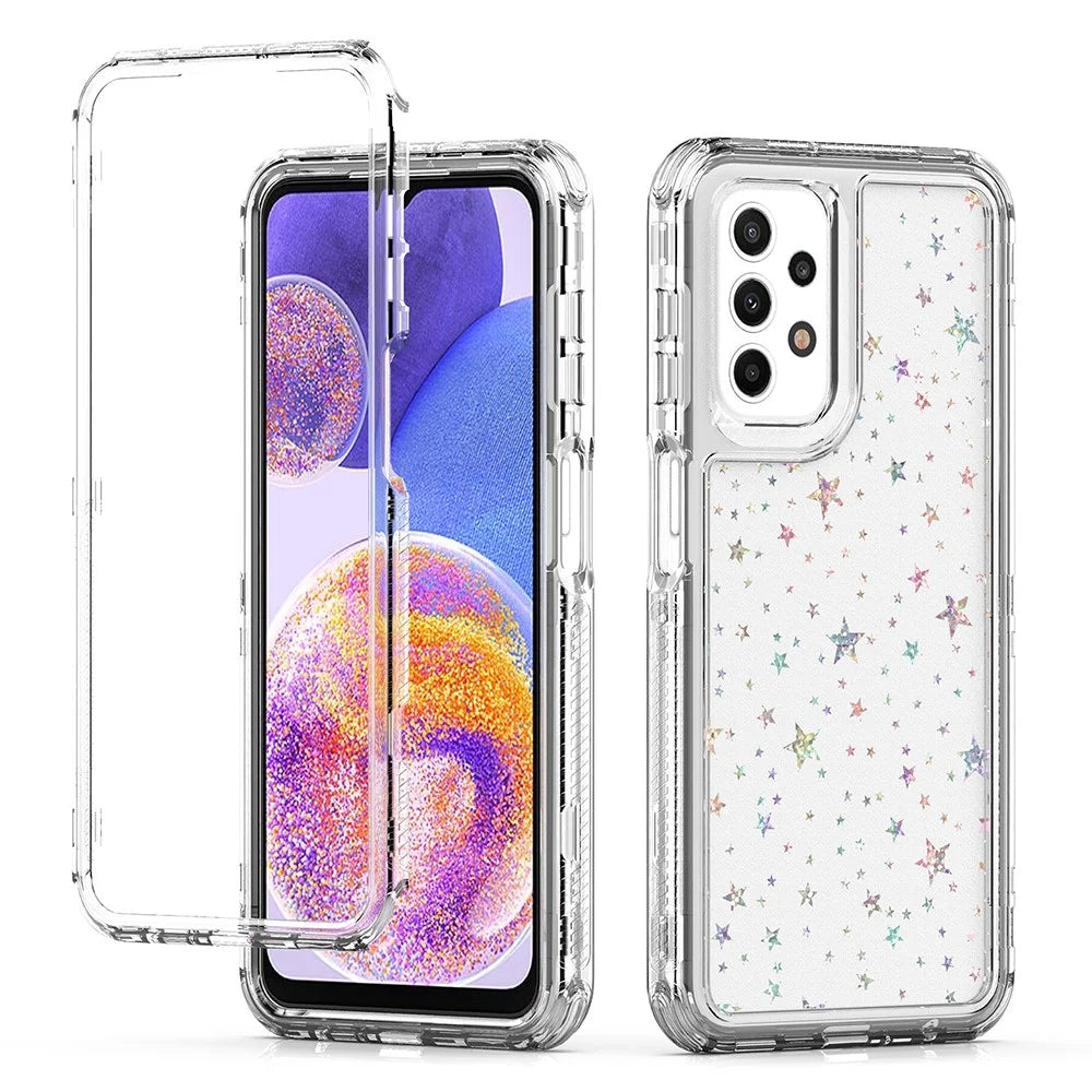For Samsung Galaxy A23 4G / A23 5G (Global Version) Case Clear Acrylic TPU Hybrid Phone Cover with Laser-printed Film - Stars - 2