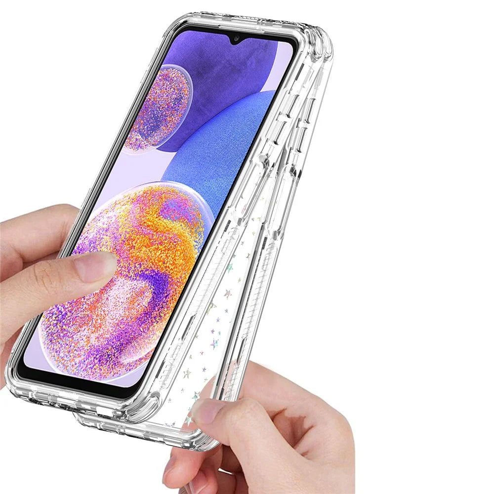 For Samsung Galaxy A23 4G / A23 5G (Global Version) Case Clear Acrylic TPU Hybrid Phone Cover with Laser-printed Film - Stars - 3