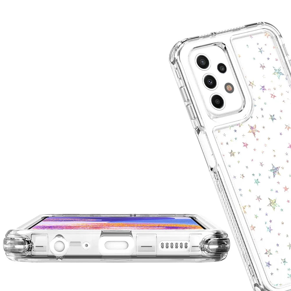 For Samsung Galaxy A23 4G / A23 5G (Global Version) Case Clear Acrylic TPU Hybrid Phone Cover with Laser-printed Film - Stars - 5