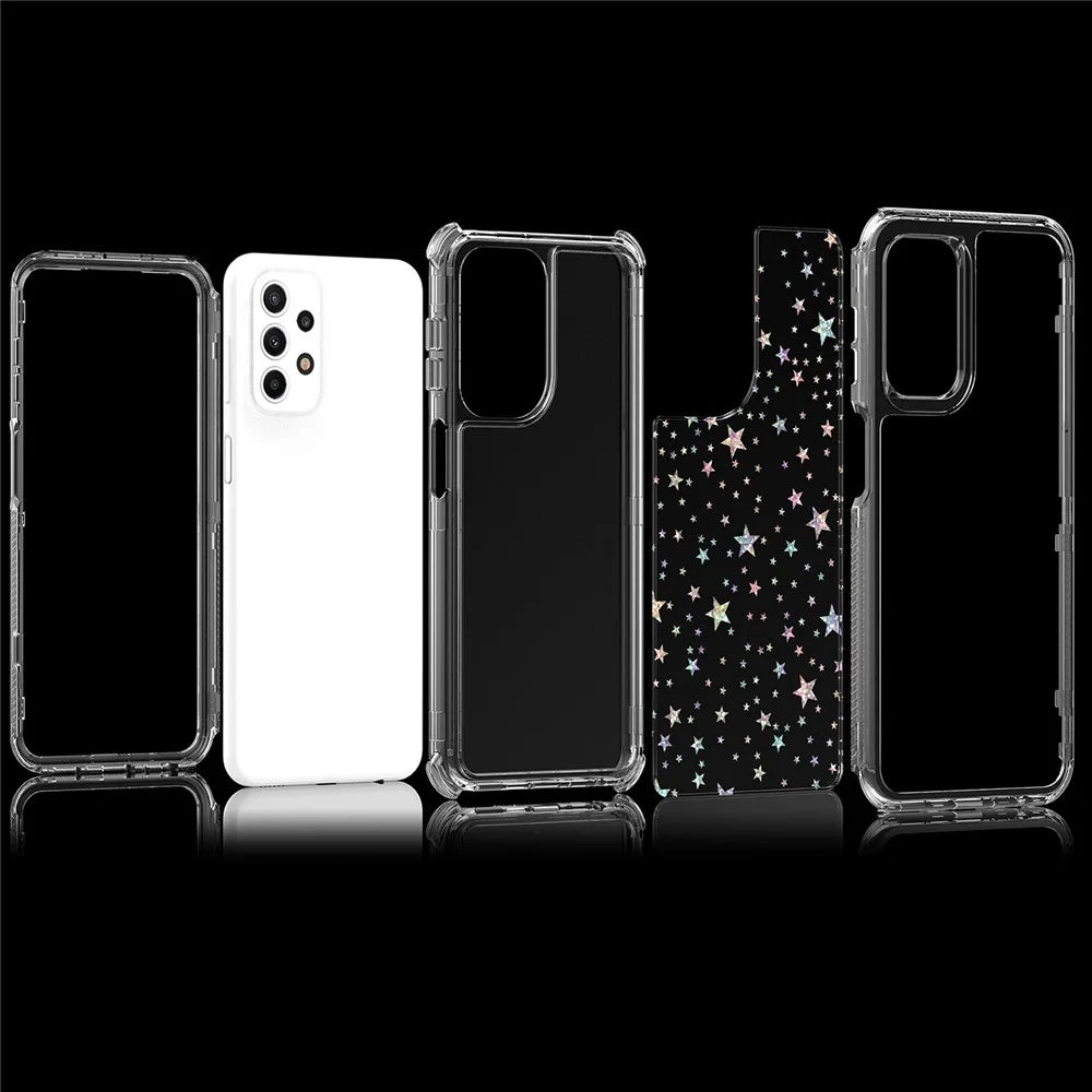 For Samsung Galaxy A23 4G / A23 5G (Global Version) Case Clear Acrylic TPU Hybrid Phone Cover with Laser-printed Film - Stars - 6