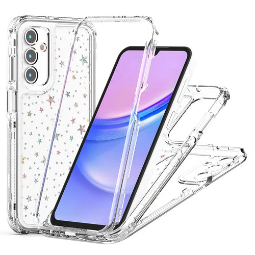 For Samsung Galaxy A15 4G / 5G Case Acrylic TPU Clear Phone Cover with Laser-printed Film - Stars - 1