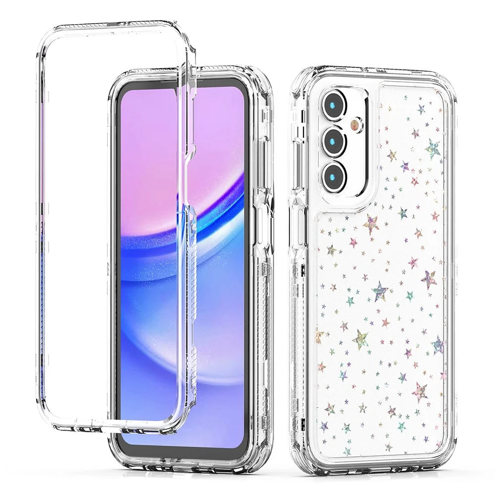 For Samsung Galaxy A15 4G / 5G Case Acrylic TPU Clear Phone Cover with Laser-printed Film - Stars - 2