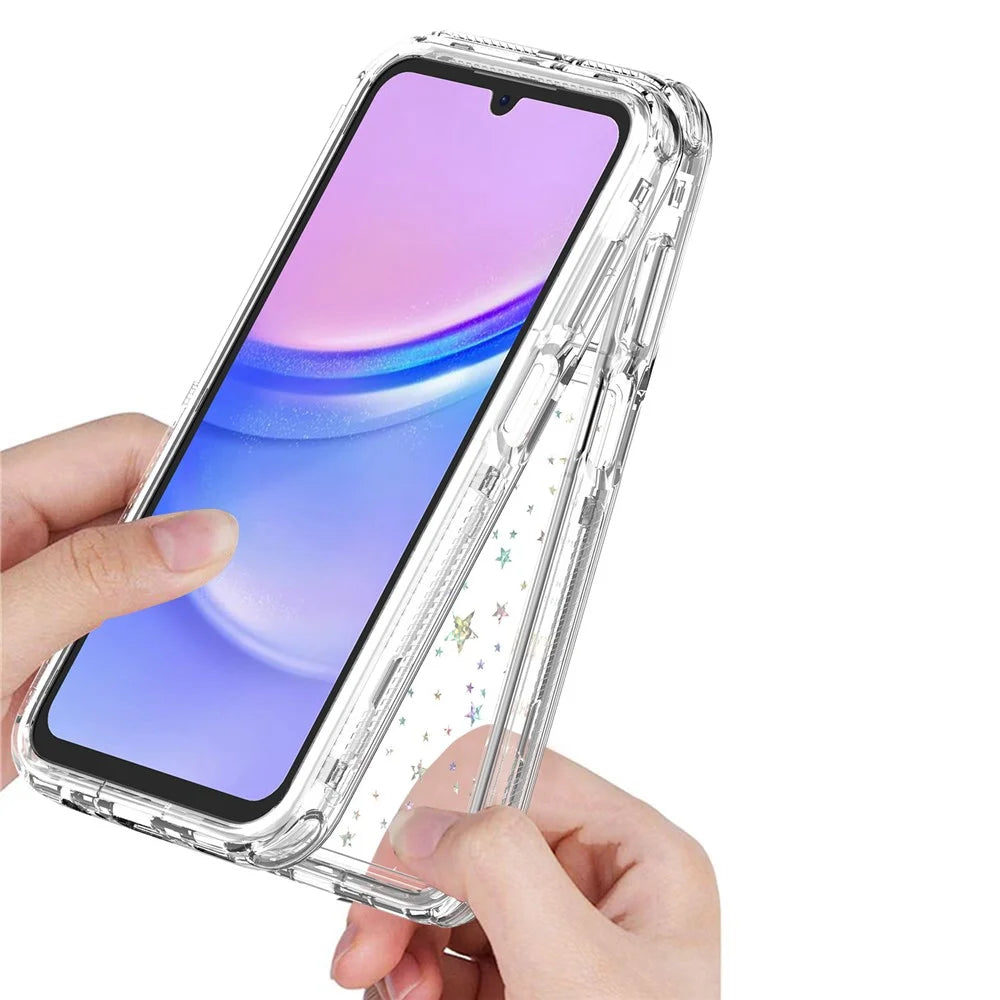 For Samsung Galaxy A15 4G / 5G Case Acrylic TPU Clear Phone Cover with Laser-printed Film - Stars - 3