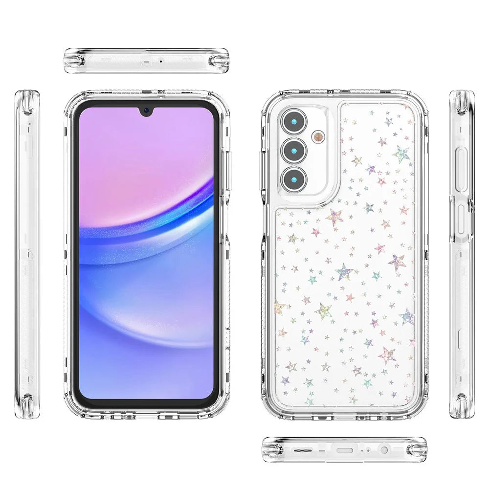 For Samsung Galaxy A15 4G / 5G Case Acrylic TPU Clear Phone Cover with Laser-printed Film - Stars - 7