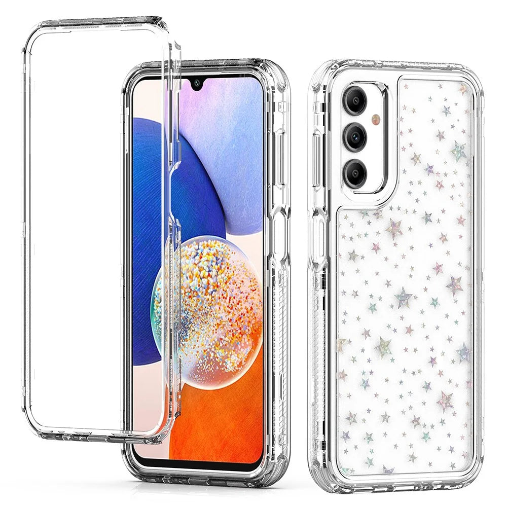 For Samsung Galaxy A14 4G / 5G Case Clear Acrylic TPU Hybrid Phone Cover with Laser-printed Film - Stars - 2