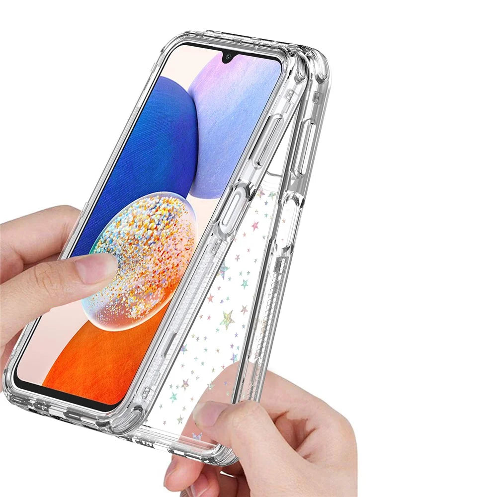 For Samsung Galaxy A14 4G / 5G Case Clear Acrylic TPU Hybrid Phone Cover with Laser-printed Film - Stars - 3