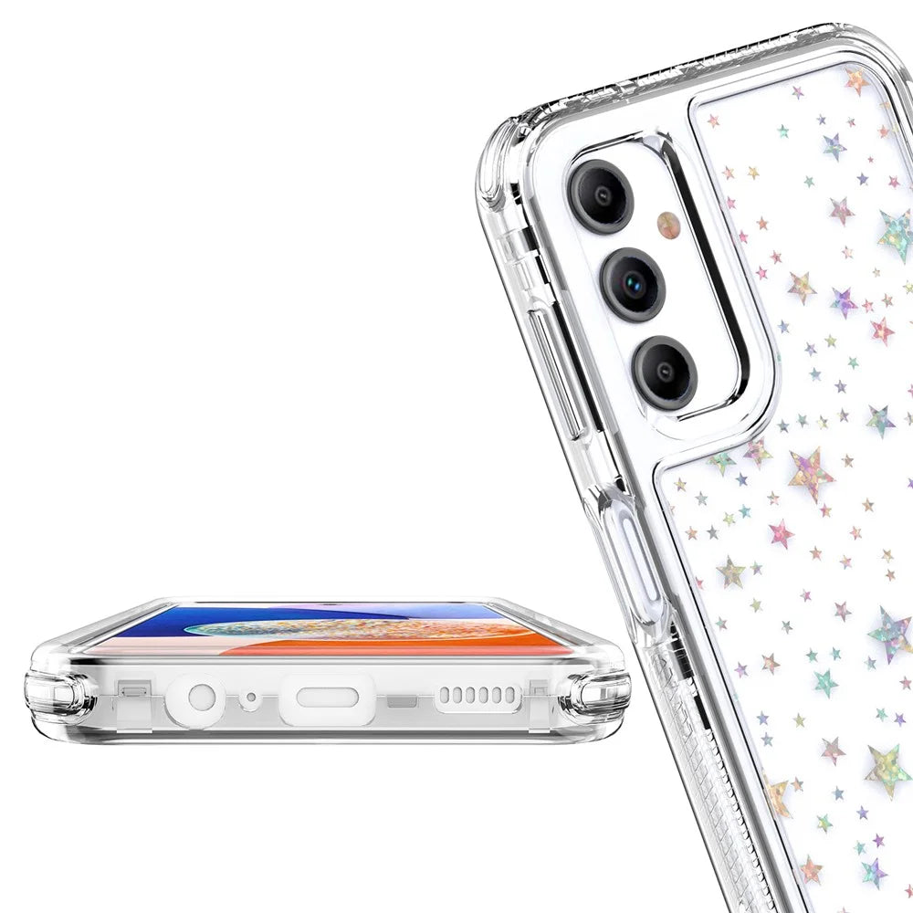 For Samsung Galaxy A14 4G / 5G Case Clear Acrylic TPU Hybrid Phone Cover with Laser-printed Film - Stars - 5