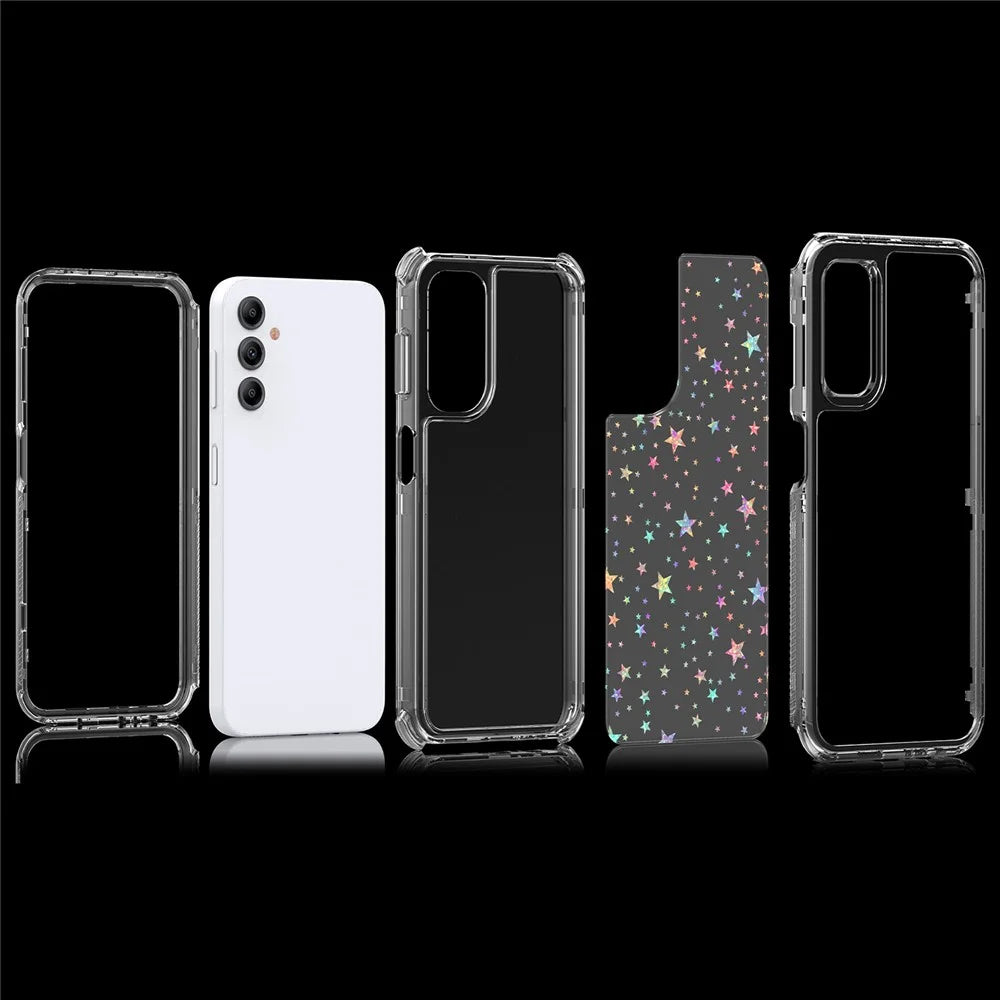 For Samsung Galaxy A14 4G / 5G Case Clear Acrylic TPU Hybrid Phone Cover with Laser-printed Film - Stars - 6