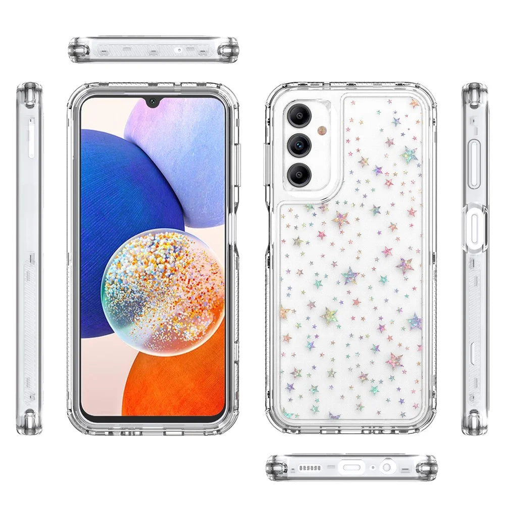 For Samsung Galaxy A14 4G / 5G Case Clear Acrylic TPU Hybrid Phone Cover with Laser-printed Film - Stars - 7