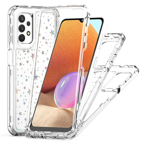Phone Case For Samsung Galaxy A13 4G / 5G / A04 4G (164.4mm) / A04s 4G (164.7mm) / A32 5G Clear Acrylic TPU Cover with Laser-printed Film - Stars - 1