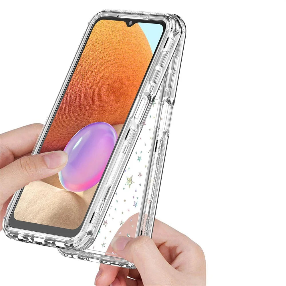 Phone Case For Samsung Galaxy A13 4G / 5G / A04 4G (164.4mm) / A04s 4G (164.7mm) / A32 5G Clear Acrylic TPU Cover with Laser-printed Film - Stars - 3