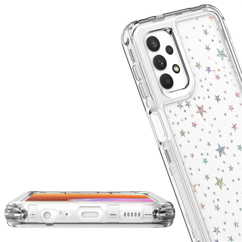 Phone Case For Samsung Galaxy A13 4G / 5G / A04 4G (164.4mm) / A04s 4G (164.7mm) / A32 5G Clear Acrylic TPU Cover with Laser-printed Film - Stars - 5