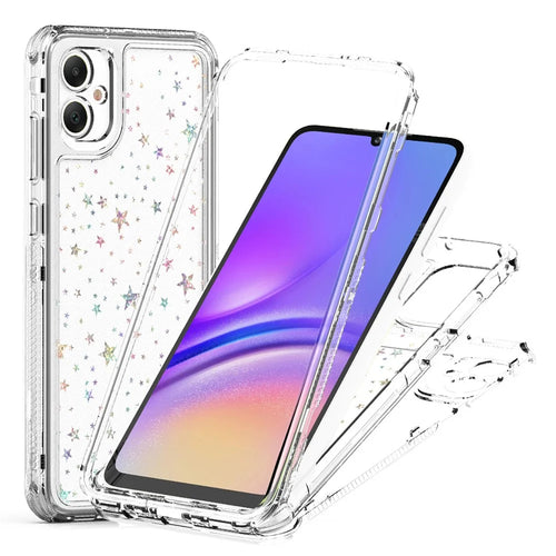 For Samsung Galaxy A05 4G Case Precise Cutouts Acrylic TPU Clear Phone Cover with Laser-printed Film - Stars - 1