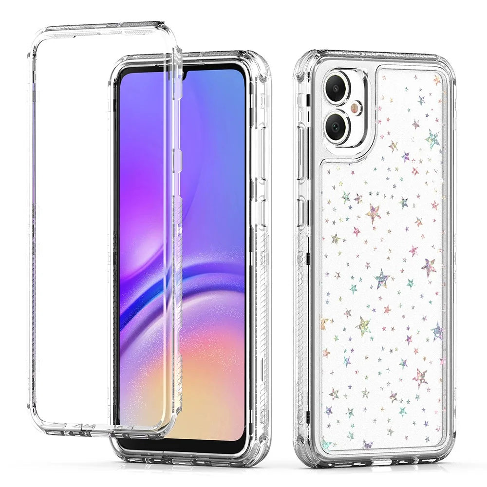 For Samsung Galaxy A05 4G Case Precise Cutouts Acrylic TPU Clear Phone Cover with Laser-printed Film - Stars - 2