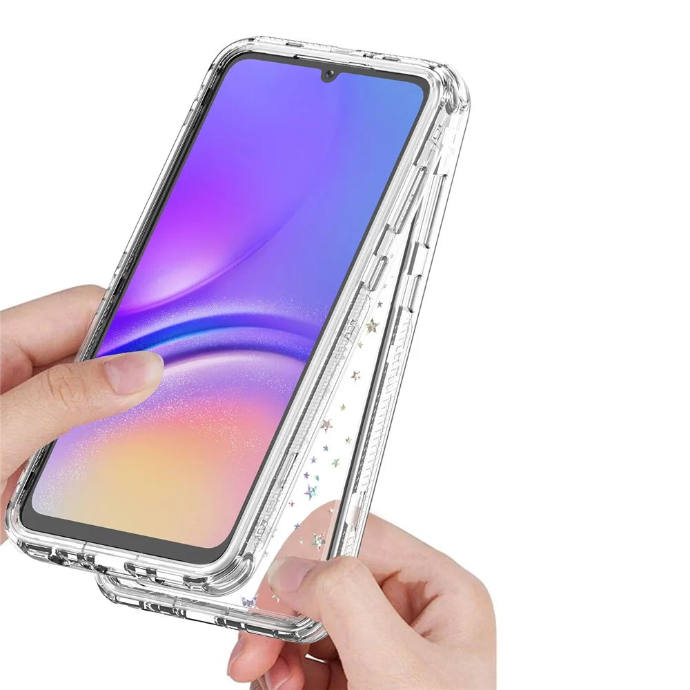 For Samsung Galaxy A05 4G Case Precise Cutouts Acrylic TPU Clear Phone Cover with Laser-printed Film - Stars - 3