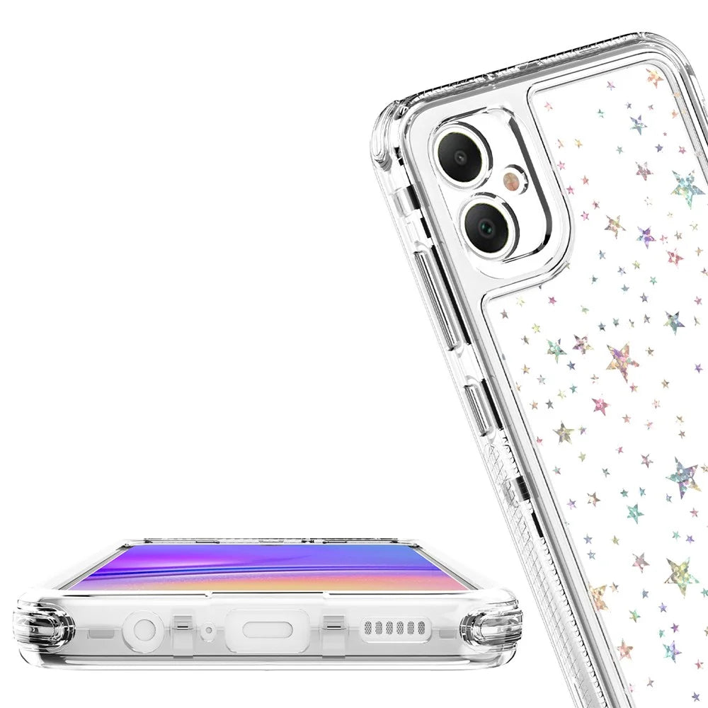 For Samsung Galaxy A05 4G Case Precise Cutouts Acrylic TPU Clear Phone Cover with Laser-printed Film - Stars - 5