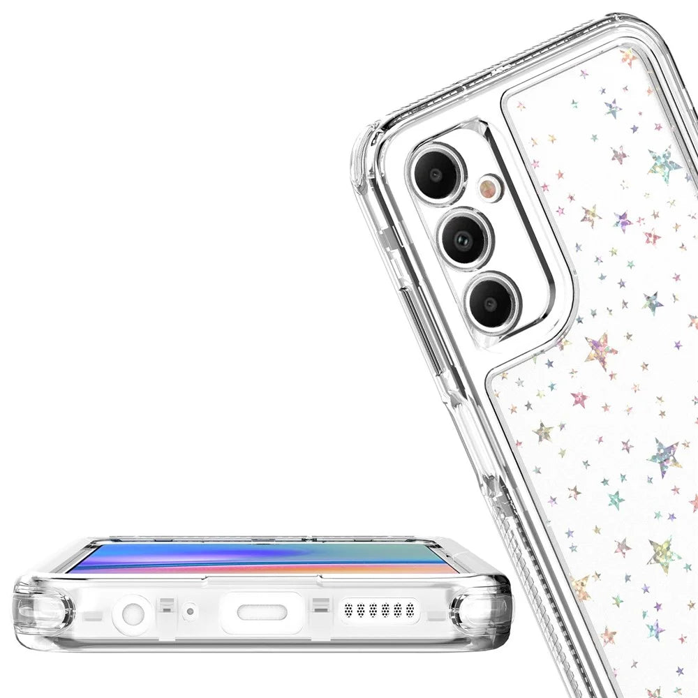 For Samsung Galaxy A05s 4G Case Precise Cutouts Acrylic TPU Clear Phone Cover with Laser-printed Film - Stars - 5