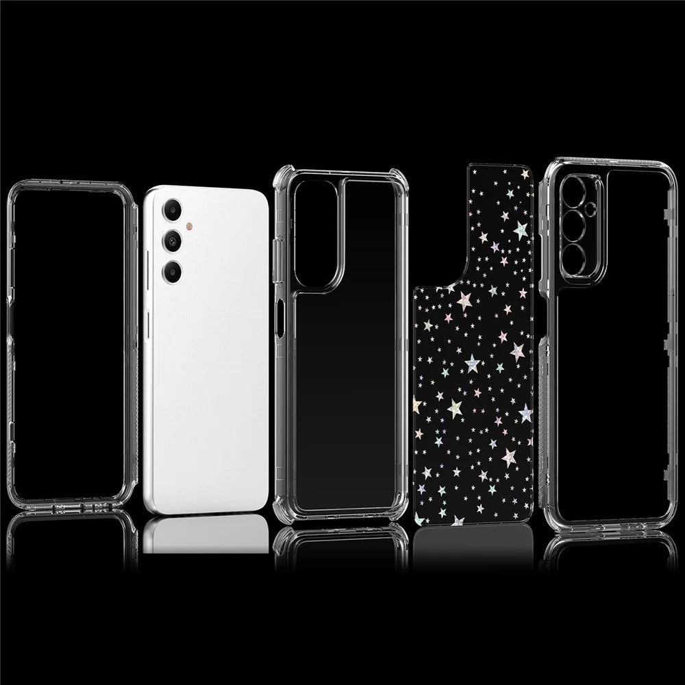 For Samsung Galaxy A05s 4G Case Precise Cutouts Acrylic TPU Clear Phone Cover with Laser-printed Film - Stars - 6