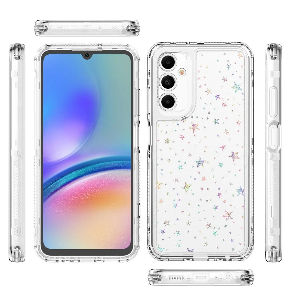 For Samsung Galaxy A05s 4G Case Precise Cutouts Acrylic TPU Clear Phone Cover with Laser-printed Film - Stars - 7