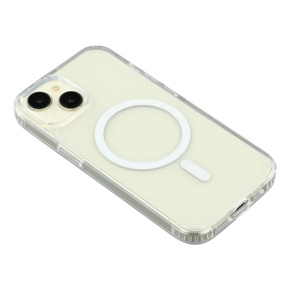 For iPhone 14 Plus Magnetic Case 1.5mm Thickness TPU + PC Clear Phone Back Cover - 4