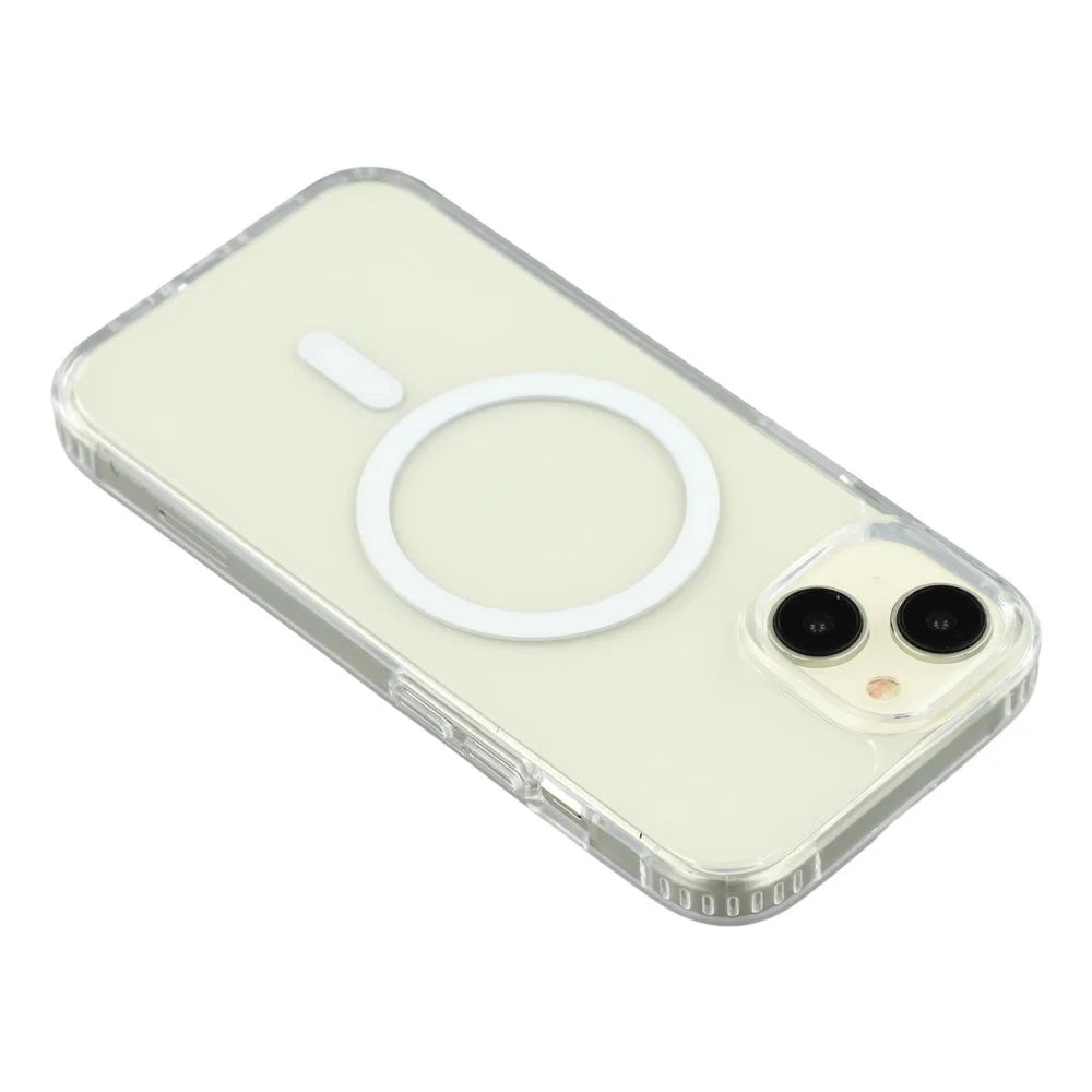 For iPhone 14 Plus Magnetic Case 1.5mm Thickness TPU + PC Clear Phone Back Cover - 5