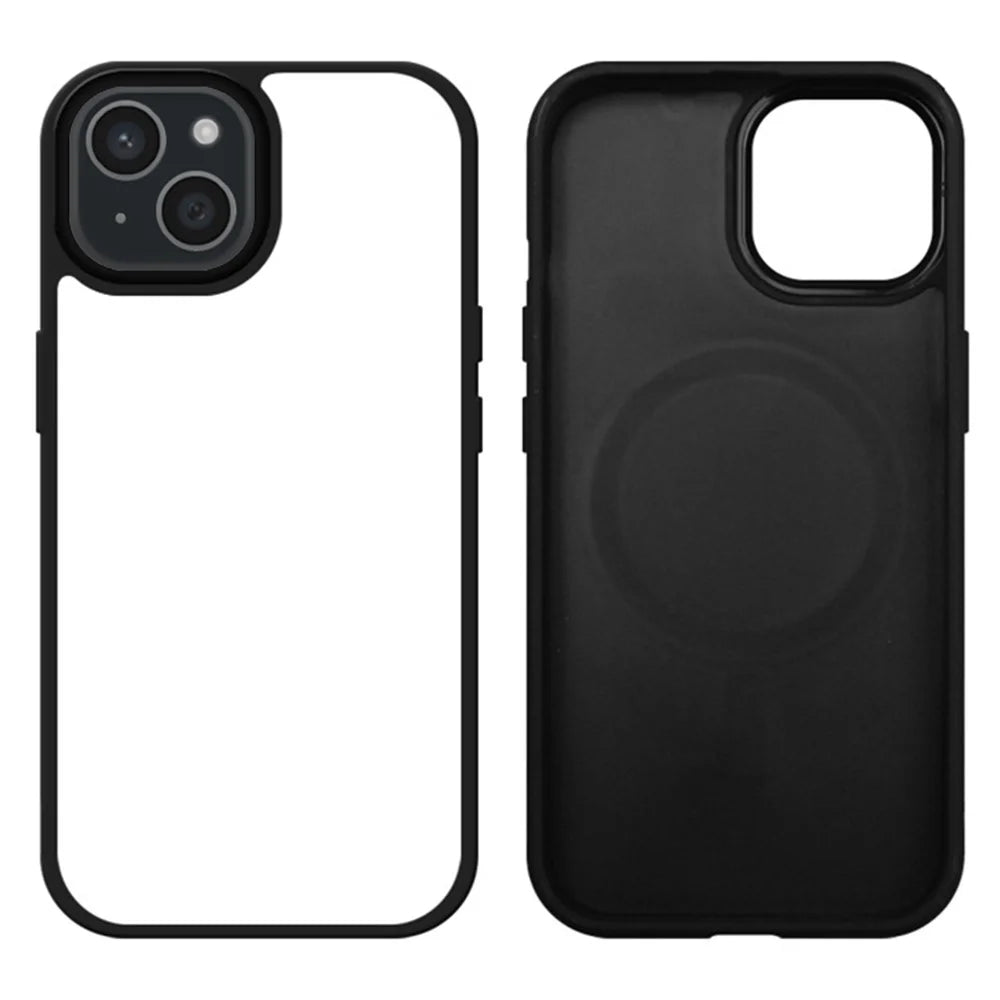 10Pcs For iPhone 15 Plus Case DIY Blank Heat Transfer TPU + PC Phone Back Cover with Magnetic Ring - 1