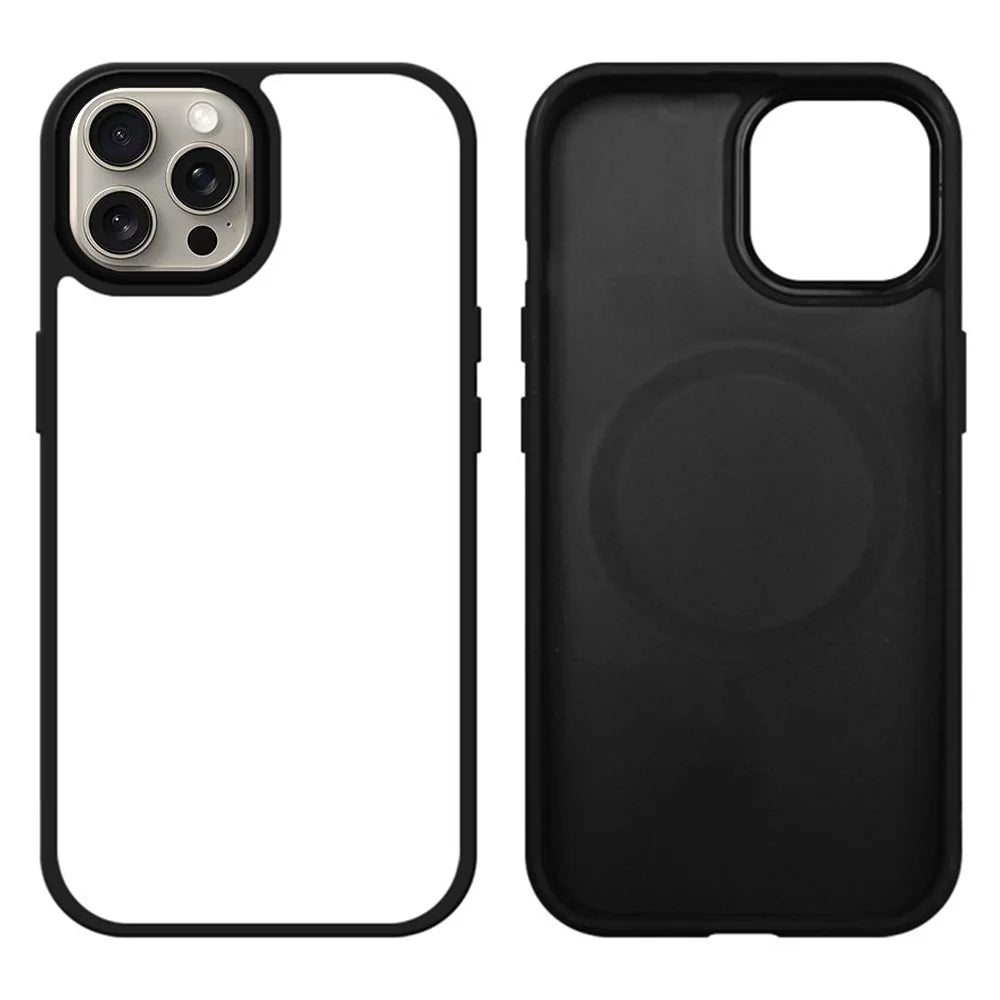10Pcs For iPhone 15 Pro Max Case DIY Blank Heat Transfer TPU + PC Phone Back Cover with Magnetic Ring - 1