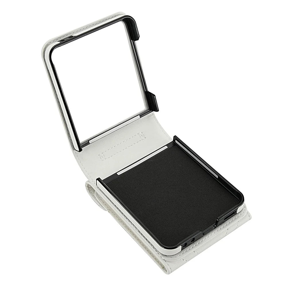 For Samsung Galaxy Z Flip7 5G Case RFID Blocking PU Leather + TPU Phone Cover with Shoulder Strap - White - 4