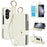For Samsung Galaxy Z Fold5 5G Case Wrist Band Kickstand PU Leather Wallet Phone Cover with Shoulder Strap - Beige - 1