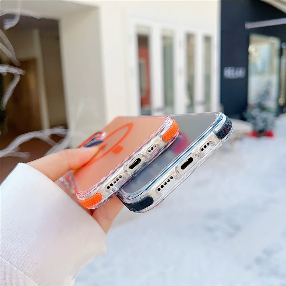 For iPhone 16 Pro Max Case Compatible with MagSafe Cute Fluorescent Design TPU Acrylic Phone Back Cover - White - 4