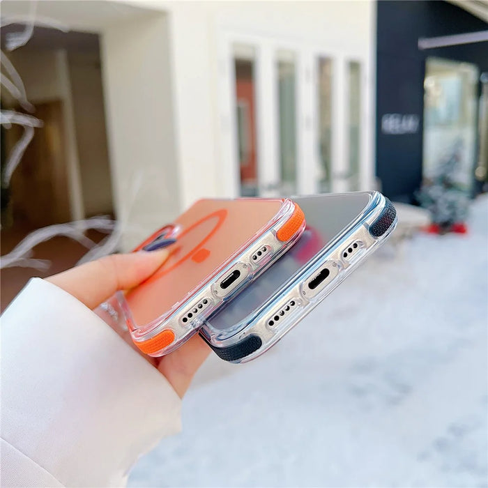 For iPhone 16 Pro Case Compatible with MagSafe Cute Fluorescent Design TPU Acrylic Phone Back Cover - White - 4