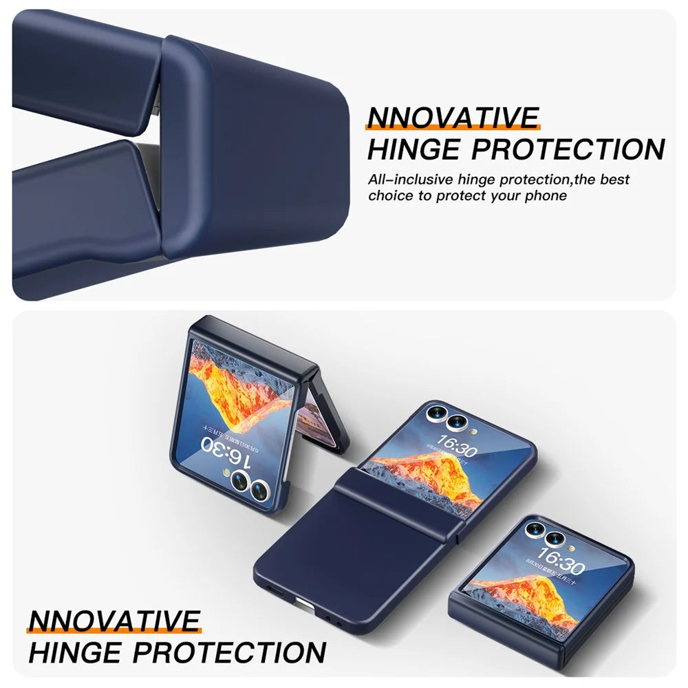 For Samsung Galaxy Z Flip7 5G Case Hinge Protection Hard PC Phone Cover Built-In Screen Film - Dark Blue - 2