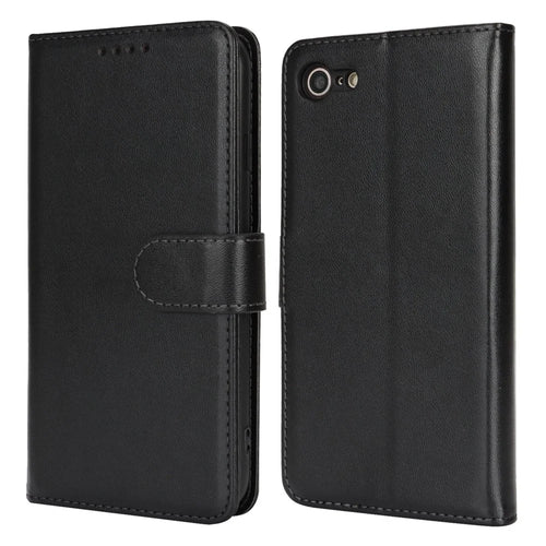 For iPhone SE (2022) / (2020) / 8 / 7 Stand Case Shockproof Leather Wallet Phone Cover - Black - 1