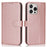 For iPhone 13 Pro Stand Case Shockproof Leather Wallet Phone Cover - Rose Gold - 1