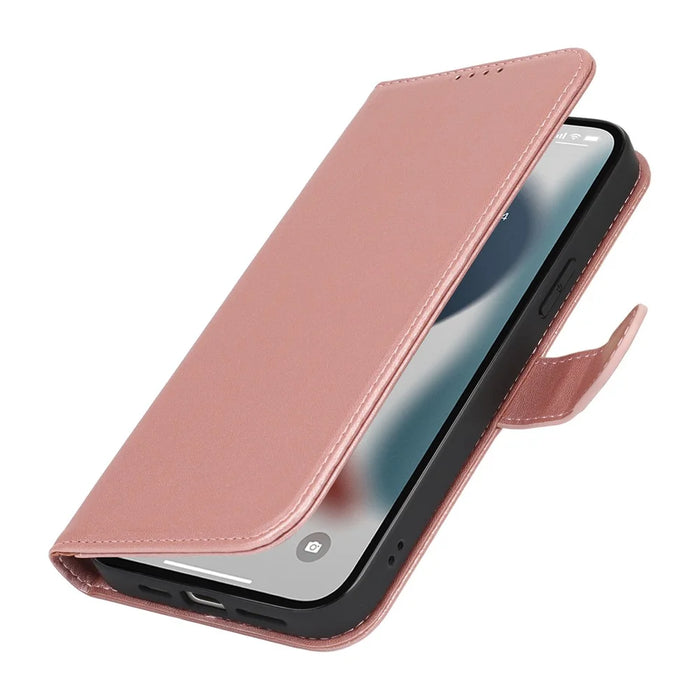 For iPhone 13 Pro Stand Case Shockproof Leather Wallet Phone Cover - Rose Gold - 6