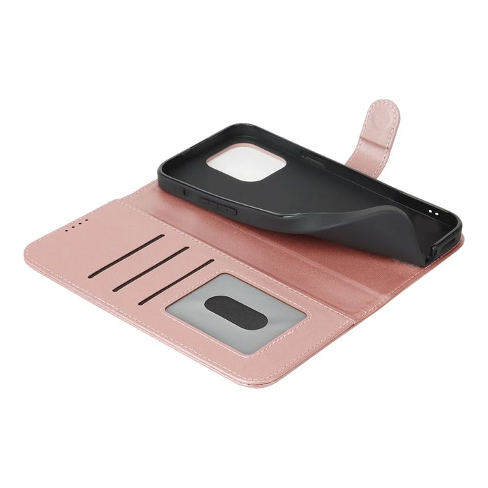 For iPhone 13 Pro Stand Case Shockproof Leather Wallet Phone Cover - Rose Gold - 7