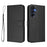 For Samsung Galaxy A16 4G / Galaxy A16 5G Wallet Case RFID Blocking Calf Texture Leather Stand Phone Cover with Strap - Black - 1