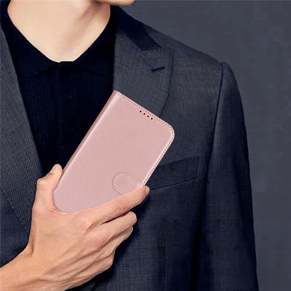 For iPhone 13 Pro Max / 12 Pro Max Stand Case Shockproof Leather Wallet Phone Cover - Rose Gold - 7